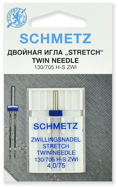 Иглы Schmetz стрейч двойные 130/705 H-S ZWI 4,0/75, 1 шт в Назарово